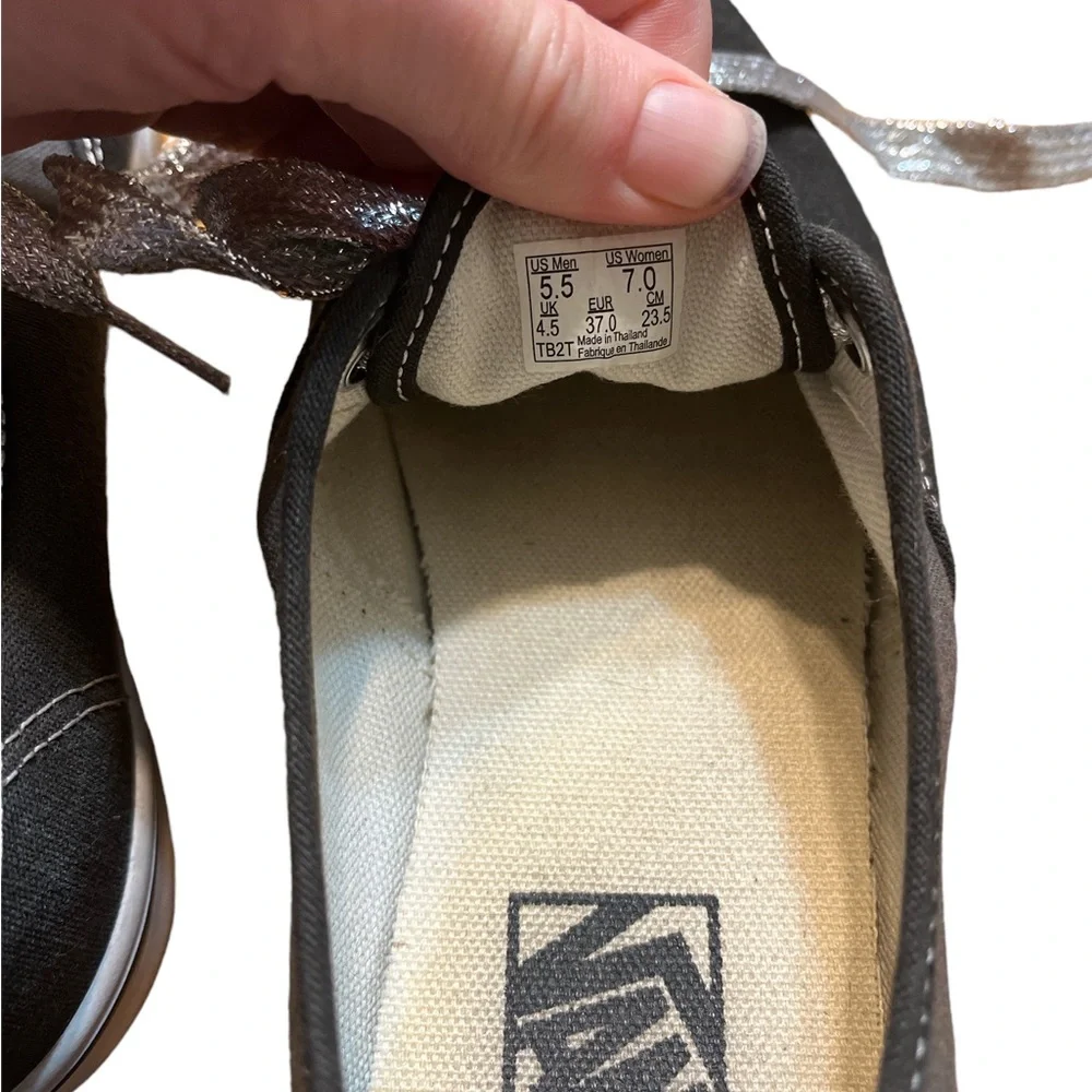 Vans Canvas Low Top Black/Gray Lace Up Sneakers